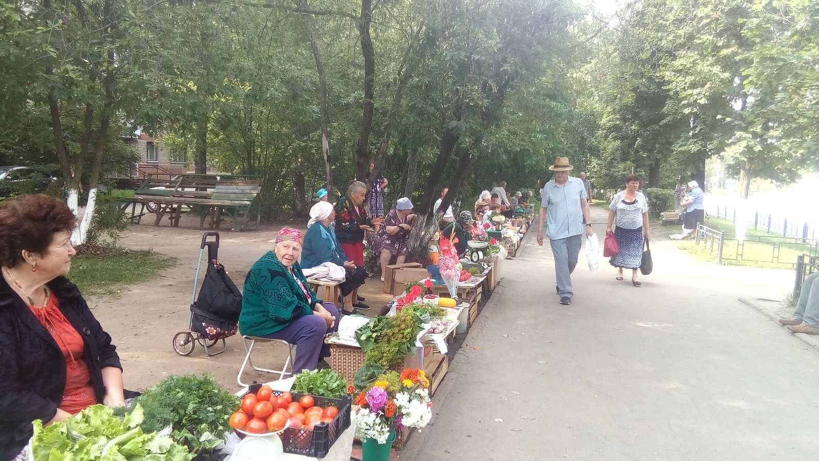 Городской парк с торговыми рядами на маршруте Золотого кольца, Владимир